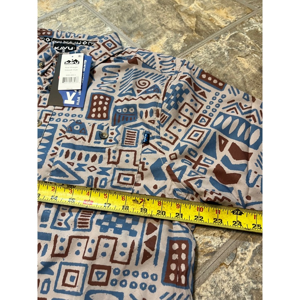 KAVU River Wrangler Men Large Sidewalk Chalk NWT Geometric Short Sleeve Shirt - Picture 5 of 6